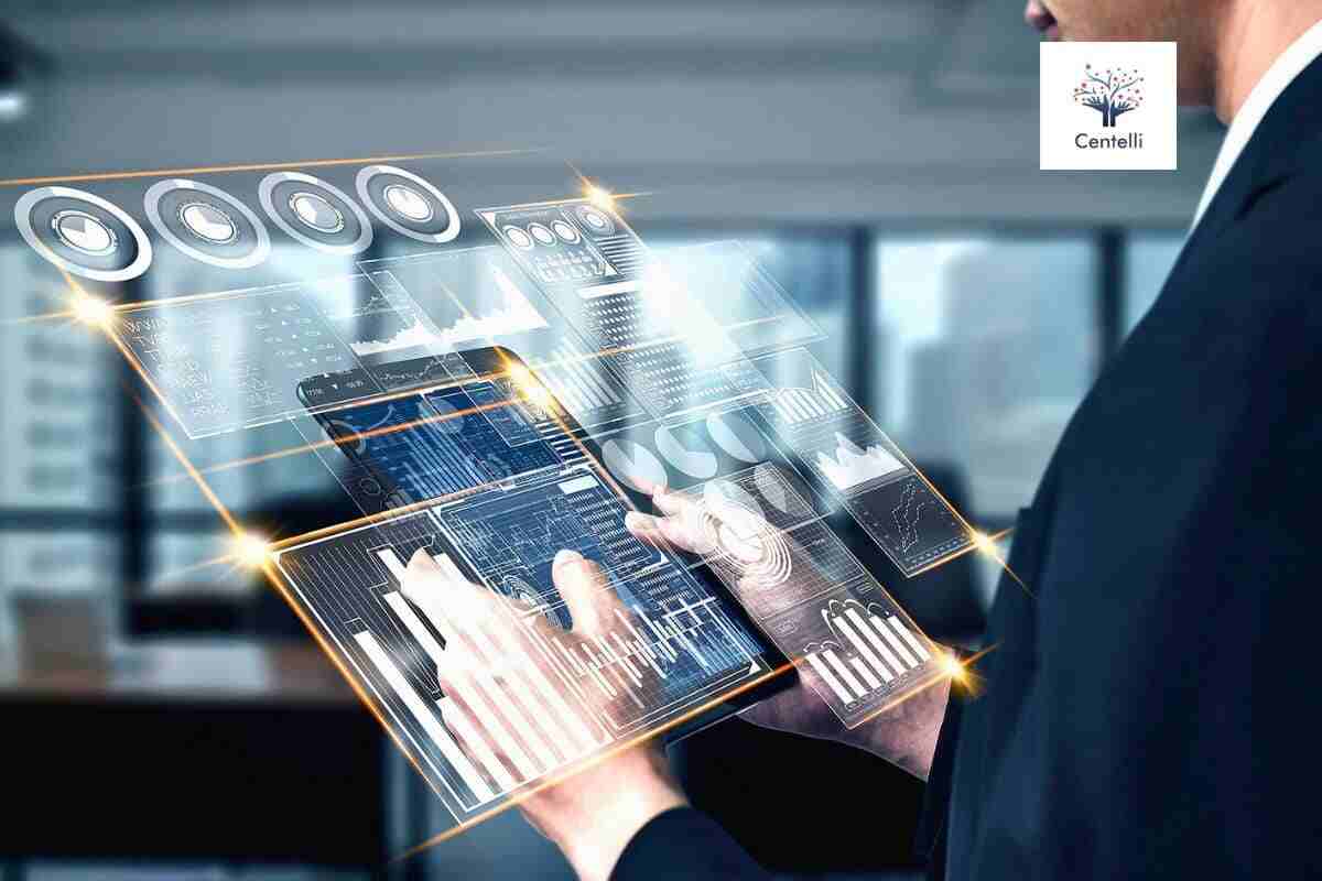 A business man using data analytics