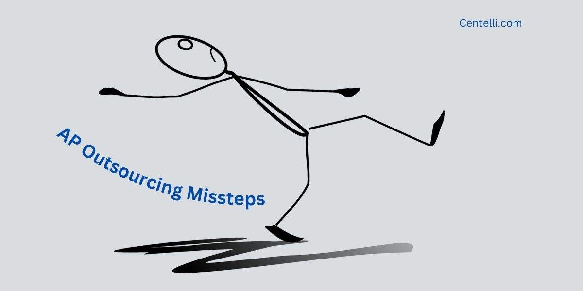 Slipping man signifying accounts payable outsourcing mistakes